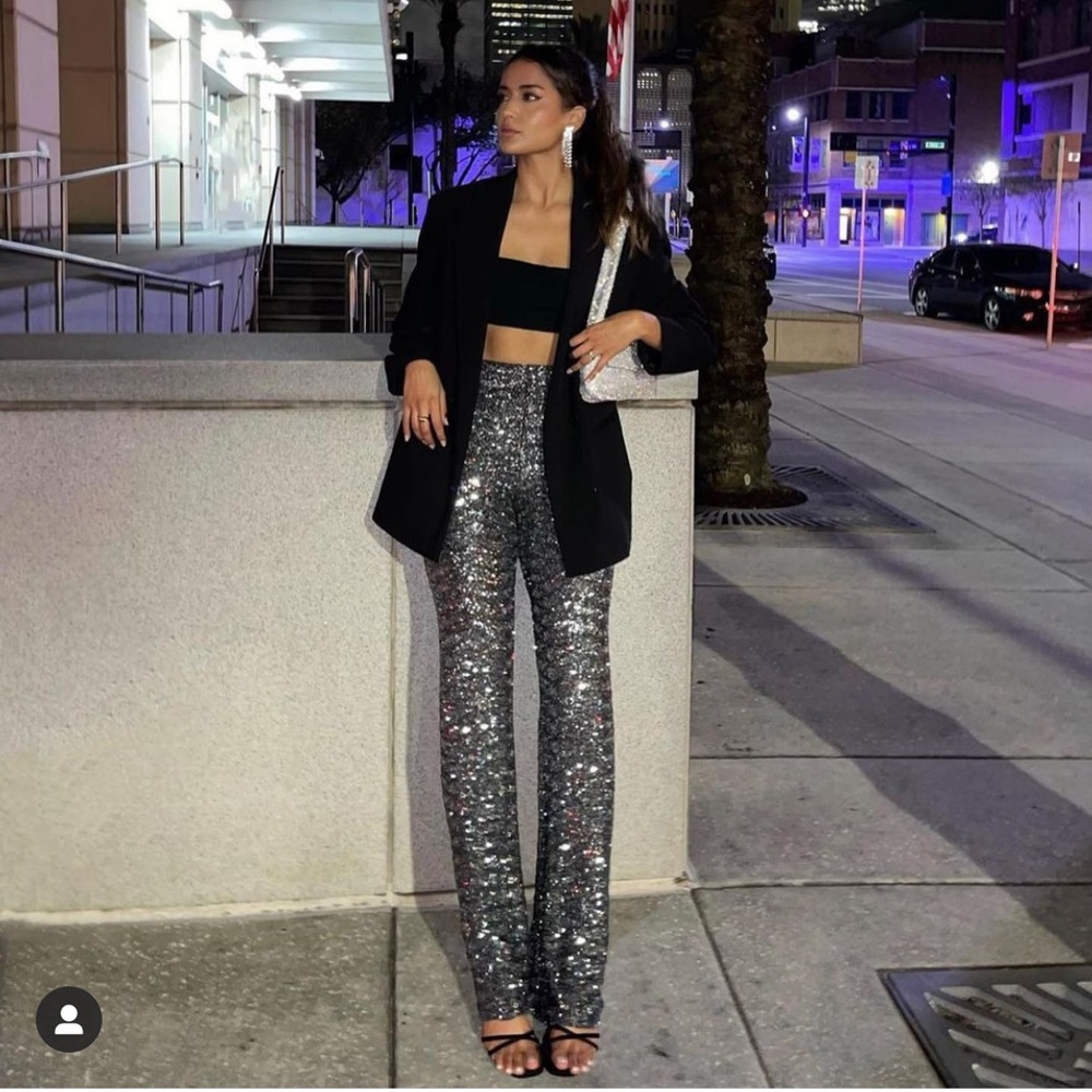 Zara sequin flared pants